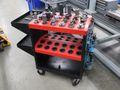 Huot 40 Taper Tool Scoot with (24) CT40 Tool Holders, Step Clamps- Auction Item