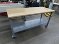 Wood Top Bench with Metal Frame Portable On Casters- Auction Item