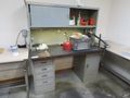 Metal Work Desk with Drawers w Sliding Door and Contents w Light- Auction Item