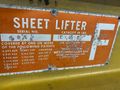 10,000 LB X 96" X 20"-48" ADJUSTABLE  CULLEN FRIESTEDT C F PARALLELOGRAM SHEET LIFTER: STOCK 153