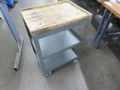 Metal Shop Cart with Wood Top & Locking Wheels- Auction Item
