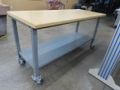 Wood Top Bench with Metal Frame Portable On Casters- Auction Item