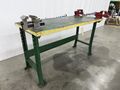 3′ x 6′ Steel Work Table w/ (2) 3.5″ Columbian & (1) Americana A4-1/2 Vises