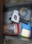 Metal Work Desk with Drawers w Sliding Door and Contents w Light- Auction Item