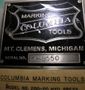 MODEL 200-20 COLUMBIA MARKING TOOLS ELECTRIC TAG HYDRAULIC EMBOSSING PRESS
