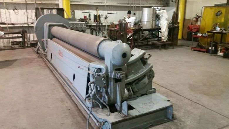 1952 WEBB Roll 9L 1312 12.2' x 1/2" Initial Pinch Plate Bending 3 Roll 25HP WITH 25 HP Motor and the Control System is a variable frequency drive DC controller. Under Power and Running