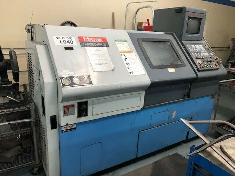 1995 MAZAK QT-20 CNC LATHE, MAZATROL T-PLUS, 10" CHUCK, 20 HP, 5000 RPM