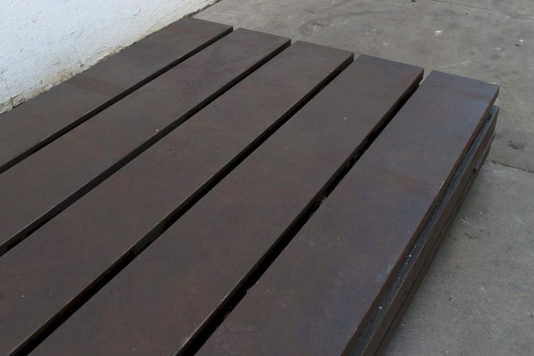 120' X 60' WIDE X 12' THICK T SLOTTED FLOOR PLATE; STOCK #73251