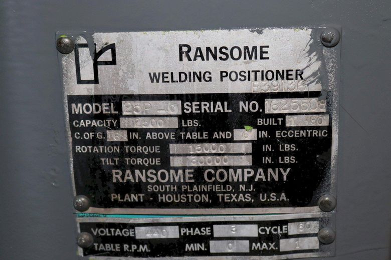 2500 LBS RANSOME WELDING POSITIONER: STOCK #72949