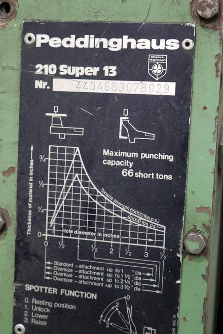 5' X 5' X 1/2' PEDDINGHAUS IRONWORKER: STOCK #72681