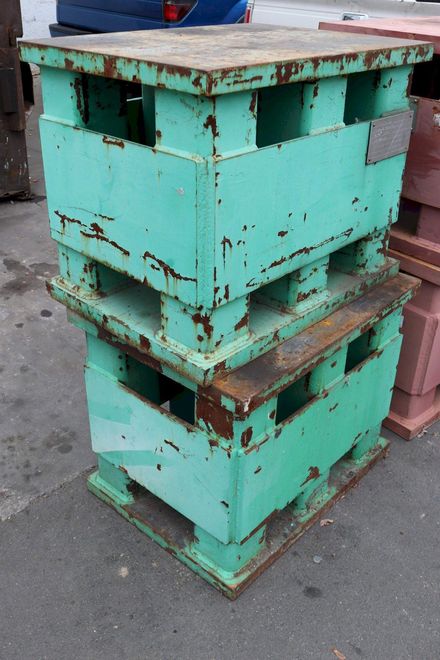 SET OF TWO CUSTOM 32" X 24" STEEL  RISER BLOCKS:  STOCK #72535