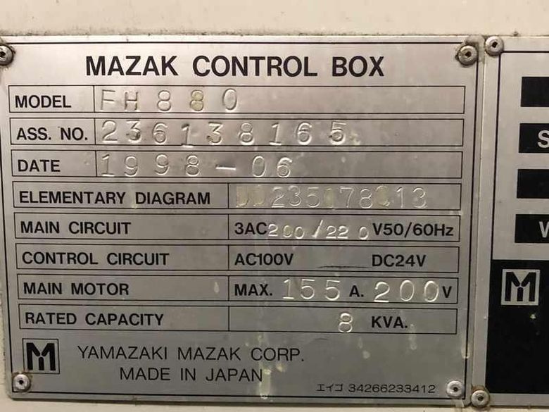 MAZAK MODEL #FH880 HORIZONTAL MACHINING CENTER: STOCK # 71725