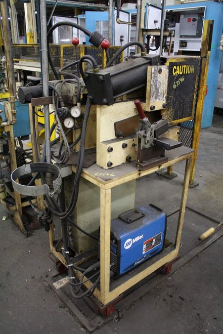 12' X .080 IRON BAY SHEAR END WELDER W/ MILLER MX STAR WELDER: STOCK #6