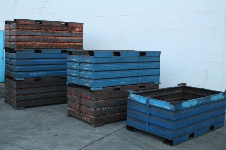(6) 38" X 68" X 24" DEEP STEEL CHIP BINS: STOCK #65276