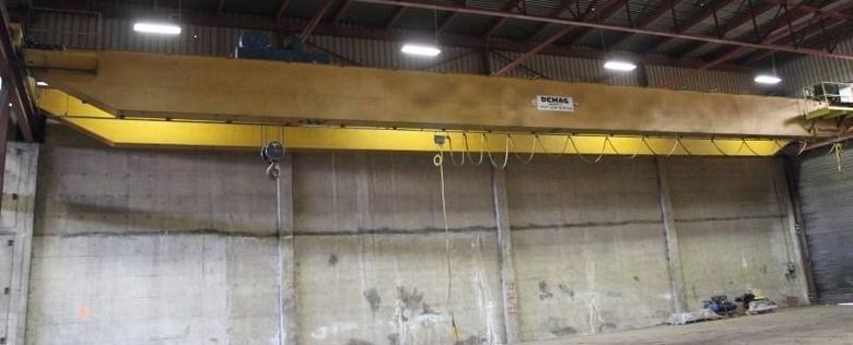 20 TON X 100' DEMAG DOUBLE GIRDER TOP RUNNING BRIDGE CRANE: #62961