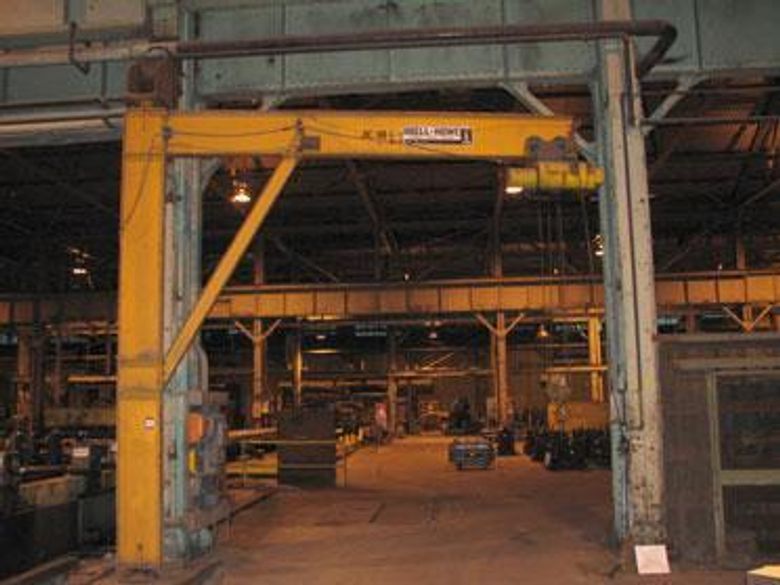 6 TON LOAD LIFTER TENSION MOUNT JIB CRANE WITH CABLE HOIST: STOCK #59912