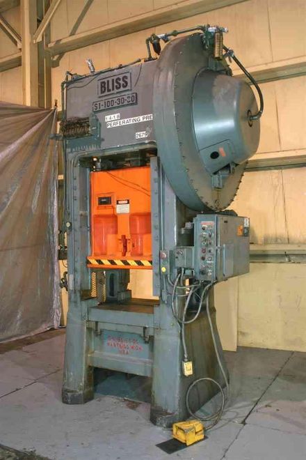 100 TON BLISS STRAIGHT SIDE SINGLE CRANK PRESS: STOCK 52813