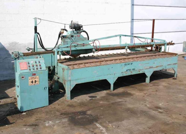 144' STONE TRAVELING HEAD PLATE SAW: STOCK #50988