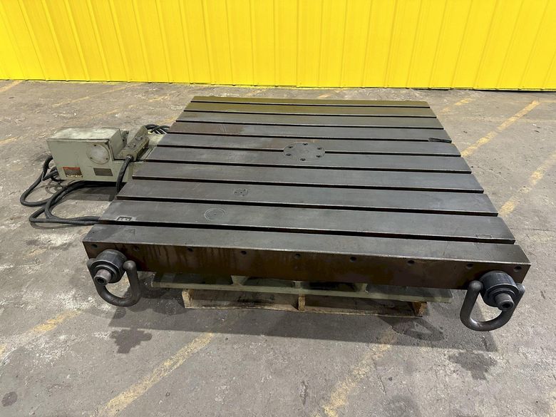 60" X 60" SHIBAURA MODEL #BFT-13CW2 T-SLOTTED ELECTRIC POWERED ROTARY TABLE: STOCK #19526