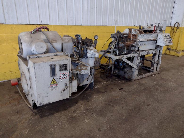 25,000 LB. MITCHELL MODEL #PP550 (4) DIE IN LINE TUBULAR CONVEYOR ROLL SHAFT END FORMING MACHINE