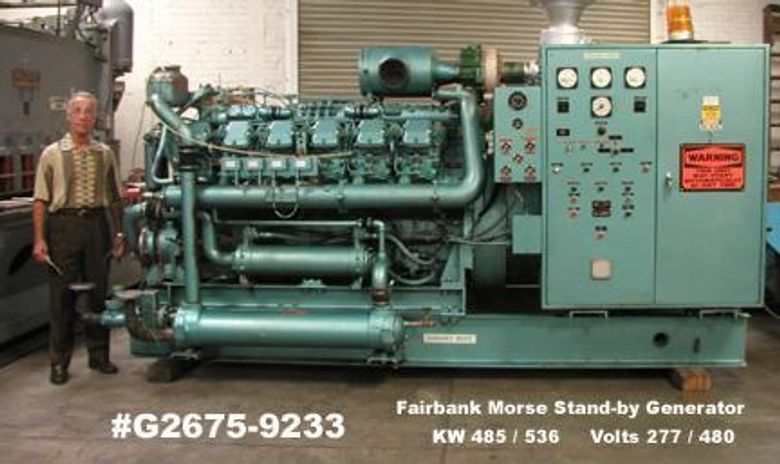 500 KW FAIRBANKS MORSE MODEL 500T-12V STAND BY DIESEL GENERATOR: STOCK