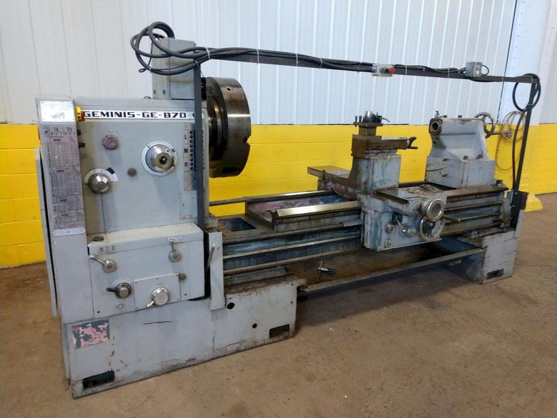 40" X 72" GEMINIS MODEL G-870 GAP BED ENGINE LATHE, 3.25" HOLE: STOCK #12535