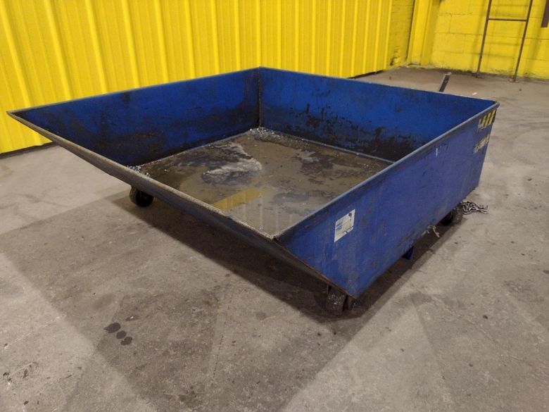 2000 LBS VESTIL MODEL HOP-LP HOPPER ROLLING DUMP CART W/ FORK POCKETS: STOCK #19444
