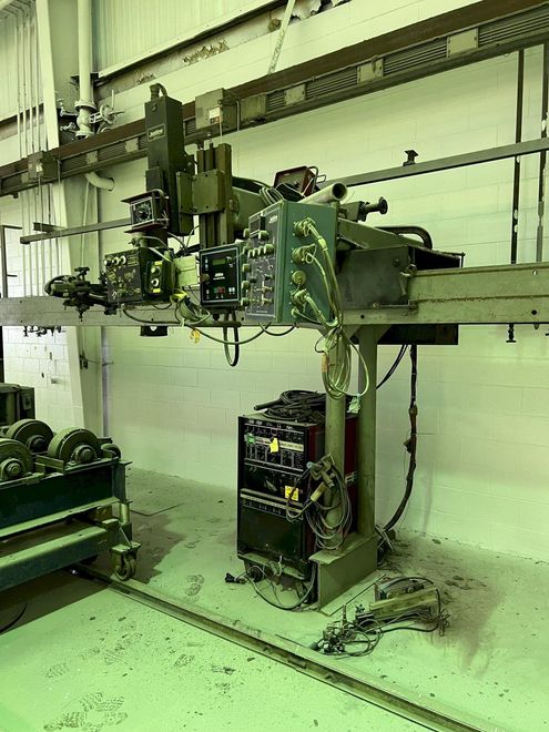 20' RANSOME RAIL MOUNTED WELDING MANIPULATOR WITH LINCOLN WELDERS: STOCK #17950