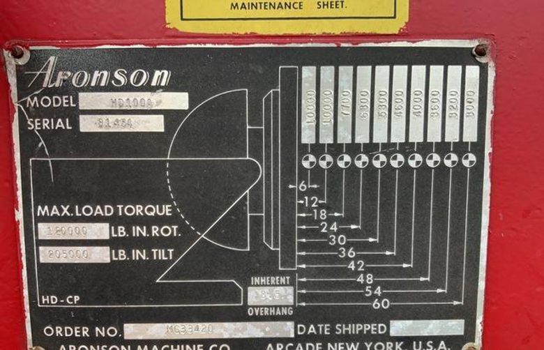 10,000 LB ARONSON MODEL #HD100A WELDING POSITIONER: STOCK #73621