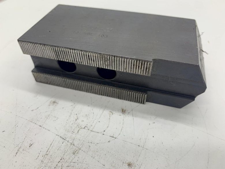 (1) SCHUNK KM-WBL 103 SERRATED SOFT TOP ANGLED JAW: STOCK #15489