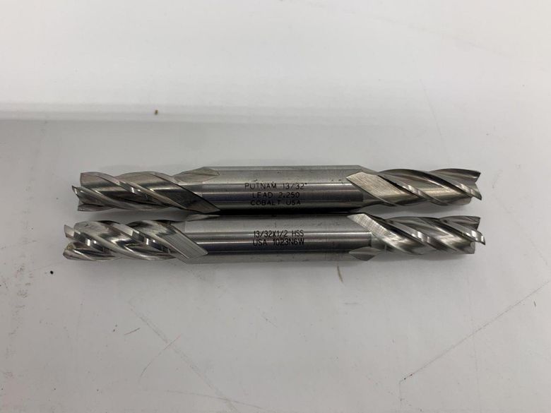 13/32” HSS DOUBLE ENDED 2 FLUTE END MILLS [PUTNAM/MORSE] QTY 2 STOCK #15523