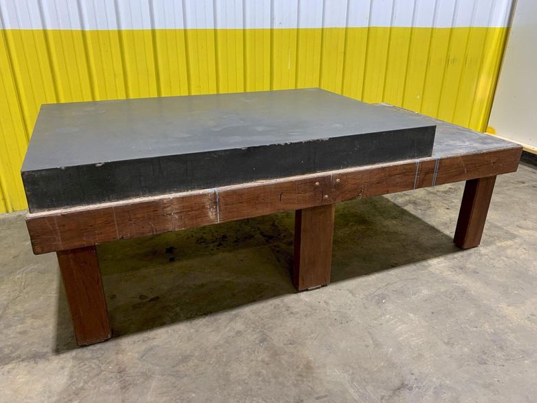 6' X 4' X 6" BLACK GRANITE PRECISION LAYOUT SURFACE PLATE WITH STAND: STOCK 16237