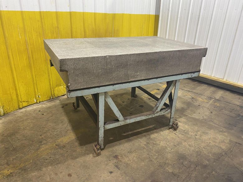 36" X 60" X 10" THICK GRAY TWO LEDGE GRANITE SURFACE PLATE WITH STAND: STOCK #17081