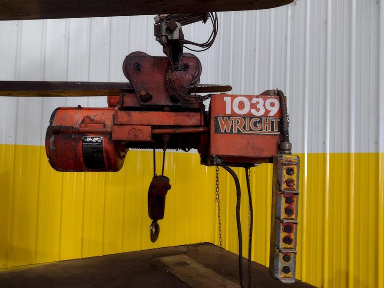 2000 LBS (1 TON) WRIGHT MODEL #W1 CABLE HOIST W/ POWERED TROLLEY: STOCK #18743