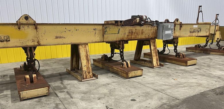 53 TON (107,500 LBS) BUSHMAN MODEL #MT420 TELESCOPING MAGNETIC LIFTING SPREADER BEAM  W/ OHIO MA