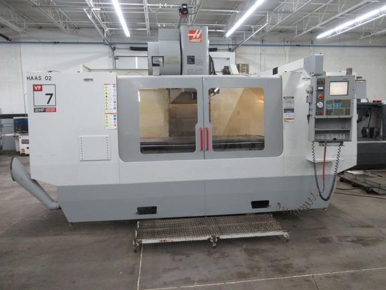 Haas VF-7D/40 CNC Vertical Machining Center, 24 Station ATC, 4th-Axis Brushless Drive, Programmable Coolant Nozzle, Chip Auger
