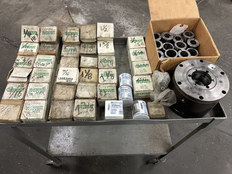 Superior Cincinnati / Hardinge “S” Style Master Collet Chuck, Collet Pads and Slit Collets