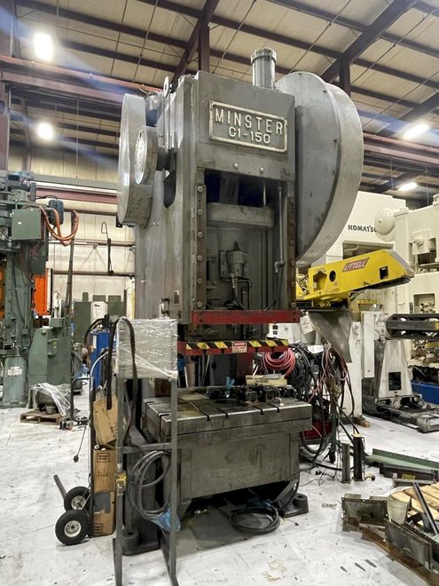 150 ton Minster G1-150 OBI Mechanical Metal Stamping Press For Sale, Variable Speed, Under Power