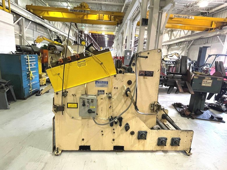 10,000 lbs. x 24" Wide Mecon Model# 100CCS24 Coil Cradle Straightener For Sale, Year 1992