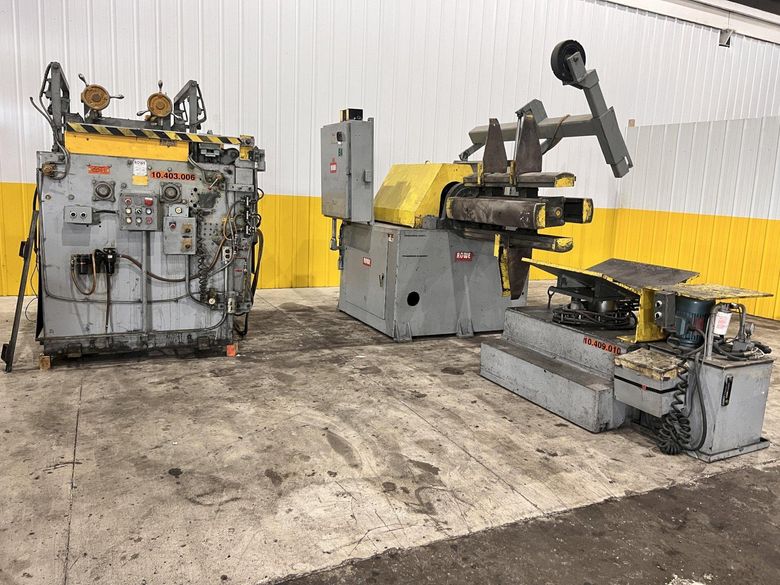 40” X 12,000 LBS X .110” ROWE COIL REEL, CAR, & STRAIGHTENER FEED LINE: STOCK #  21624