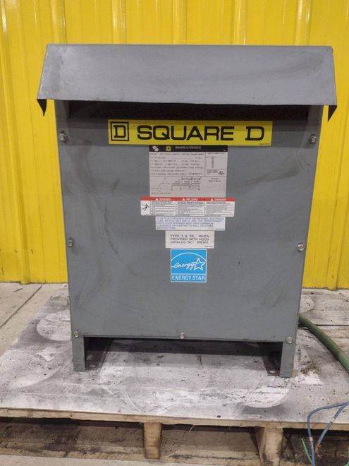 15 KVA SQUARE D 480 VOLT <--> 208Y/120 3 PHASE ELECTRICAL TRANSFORMER: STOCK #21930