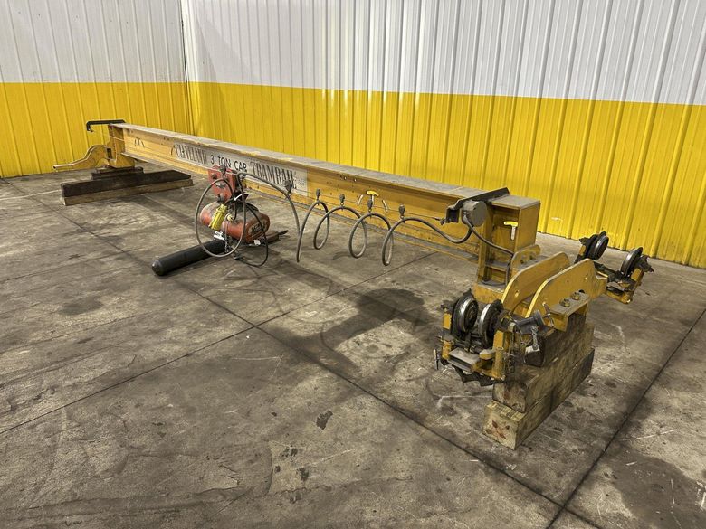 3 TON X 20' CLEVELAND TRAMRAIL UNDERSLUNG BRIDGE & 3-TON CM LODESTAR HOIST: STOCK #23054