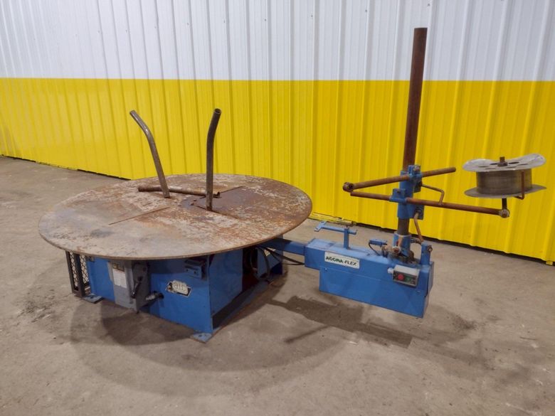 5,500 LBS X 48" AWC (ACCRA-WIRE CONTROLS) MODEL #F-200AF HORIZONTAL PALLET TYPE POWERED DE-COILE