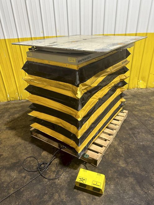 2500 LBS X 48" X 44" SOUTHWORTH MODEL #LS2.5-36 BACKSAVER  HYDRAULIC SCISSOR LIFT & TURN TABLE ,