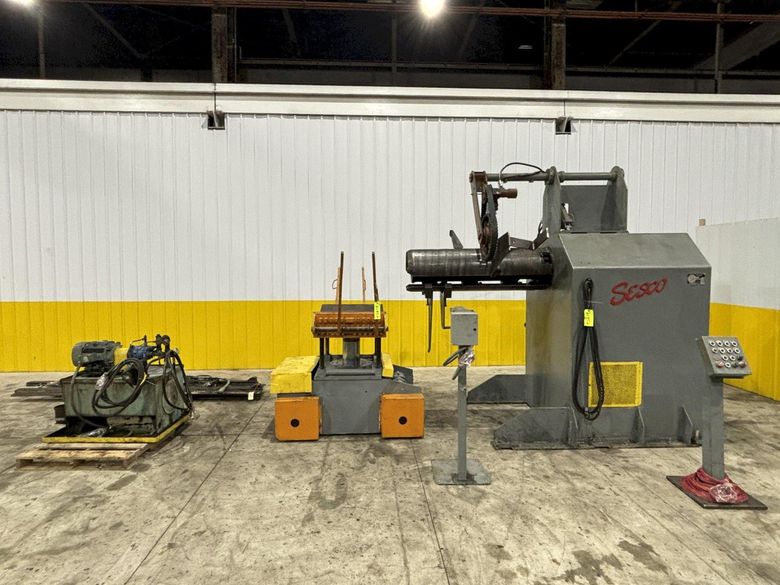 30,000 LB X 60" SESCO MODEL #55-523 MOTORIZED COIL REEL UNCOILER W/ COIL CAR: STOCK #21952