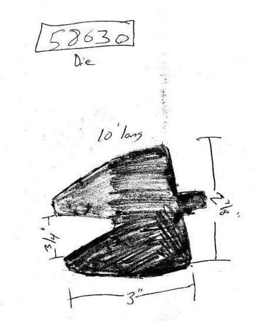 10' X 3" X 1" OPENING ACUTE ANGLE DIE: STOCK #58630
