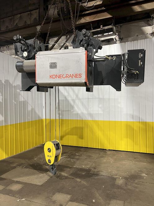 17.5 TON (2014) KONE-CRANES MODEL #CXT60410160P75GGN0S SINGLE GIRDER OVERHEAD CRANE HOIST & TROL