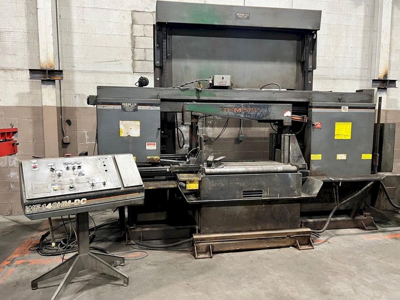 USED HEM DUAL POST SEMI-AUTOMATIC HORIZONTAL BANDSAW , Model WF140HM-DC, 20” x 44”, Stock No. 10