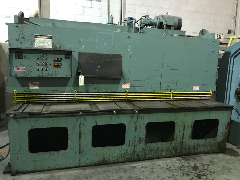 USED ALLSTEEL HYDRAULIC SHEAR Model 1/4”x10’, Stock No. 9559