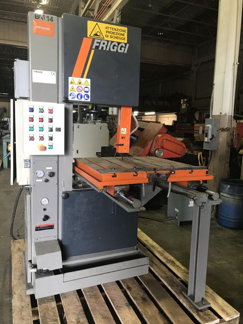 USED FRIGGI MODEL 104FG 500 POWERED TABLE HEAVY DUTY VERTICAL BLOCK & PLATE SAW, YEAR 1999 STOCK